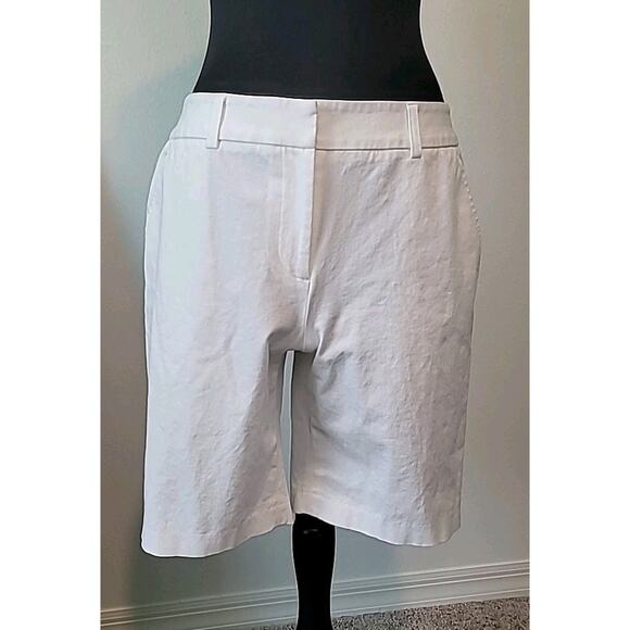 J. McLaughlin Women’s Size 10 White Celia Midi Shorts Cotton Twill EUC - Picture 2 of 11